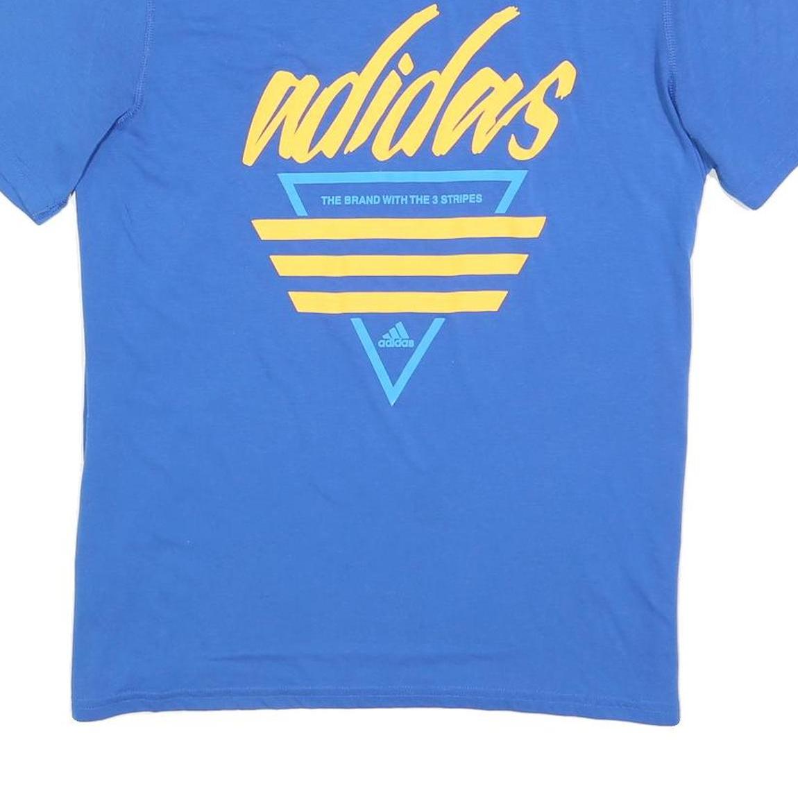 ADIDAS Mens Blue Graphic T-Shirt XL Short Sleeve Crew Neck Logo Streetwear