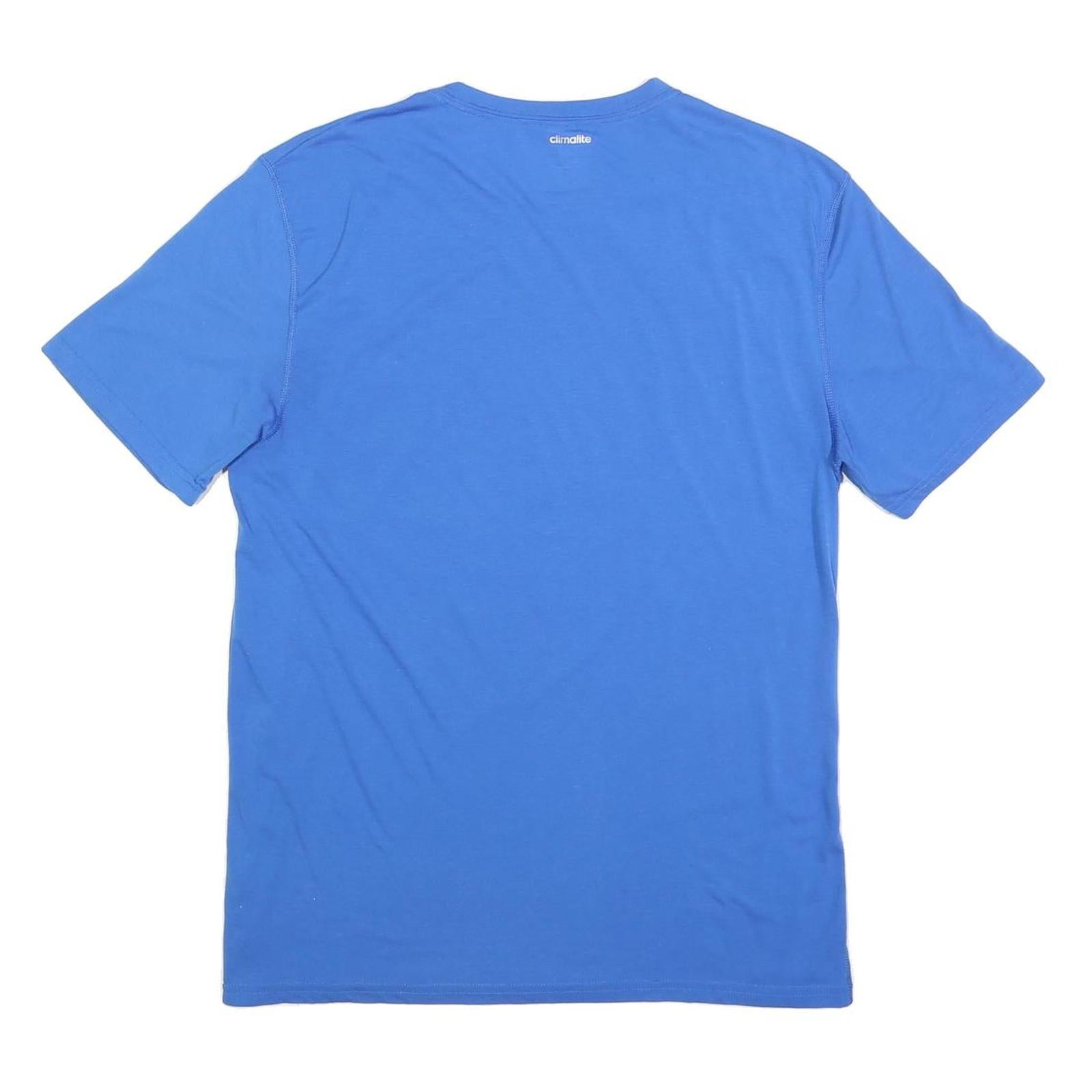 ADIDAS Mens Blue Graphic T-Shirt XL Short Sleeve Crew Neck Logo Streetwear