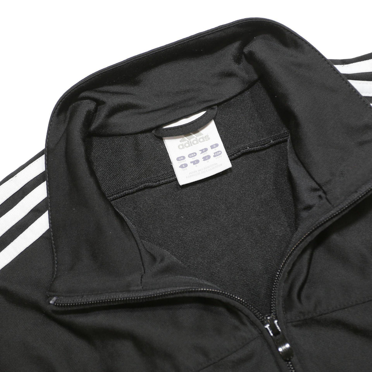 ADIDAS Mens Black & White Track Jacket M Polyester Zip Three Stripes Logo