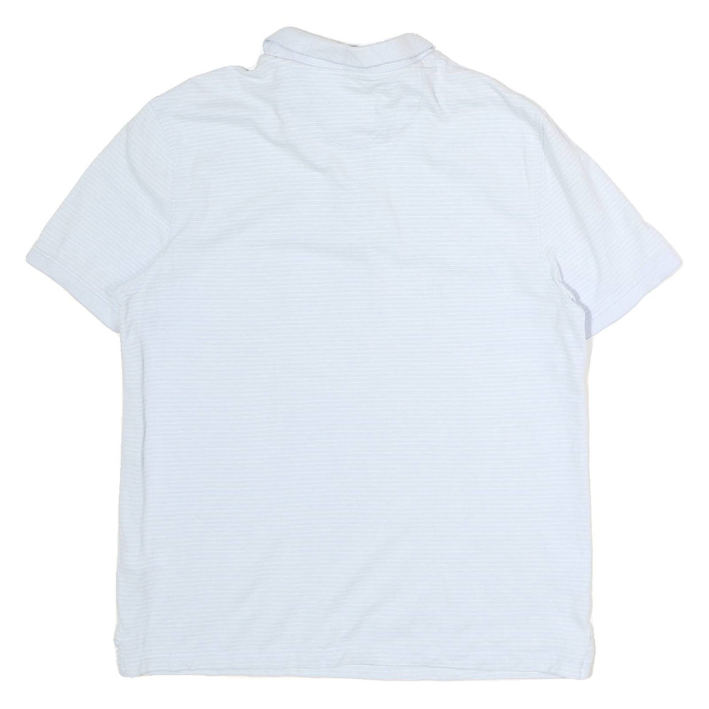CALVIN KLEIN Mens Light Blue & White Striped Short Sleeve Polo Shirt M Cotton