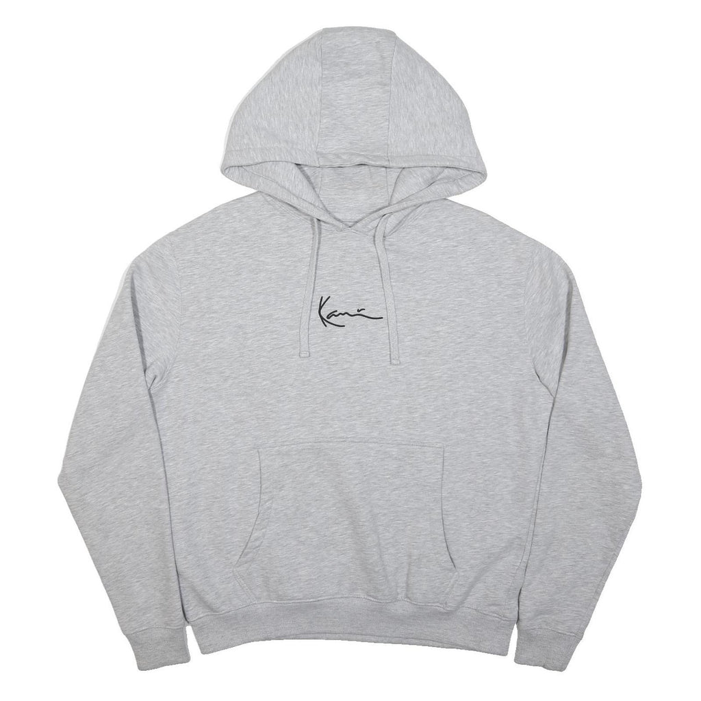 KARL KANI Womens Grey Hoodie XS Cotton Blend Pullover Drawstring Hood Pocket