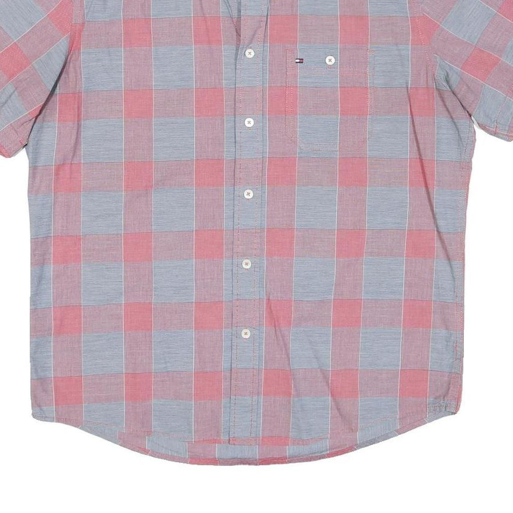 TOMMY HILFIGER Mens Pink & Grey Check Shirt M Classic Fit Button Down