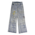 GUANGYI Mens Jeans Blue Regular Straight Denim Light W26 L27 Casual Workwear