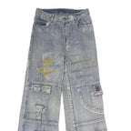 GUANGYI Mens Jeans Blue Regular Straight Denim Light W26 L27 Casual Workwear