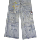 GUANGYI Mens Jeans Blue Regular Straight Denim Light W26 L27 Casual Workwear
