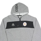 KAPPA Mens Grey & Black Hooded Pullover L Logo Drawstring Hoodie