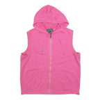 LAUREN RALPH LAUREN Womens Pink Sleeveless Full Zip Hoodie L Casual Cotton Blend