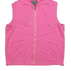 LAUREN RALPH LAUREN Womens Pink Sleeveless Full Zip Hoodie L Casual Cotton Blend