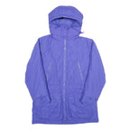 EDDIE BAUER Womens Blue Nylon Hooded Jacket S Zip Outdoor Lightweight Overcoat