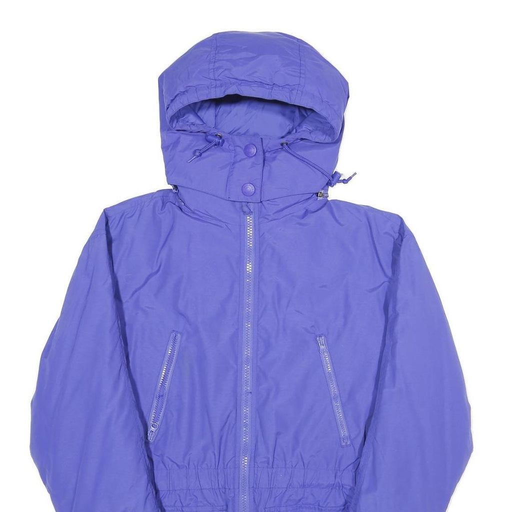 EDDIE BAUER Womens Blue Nylon Hooded Jacket S Zip Outdoor Lightweight Overcoat