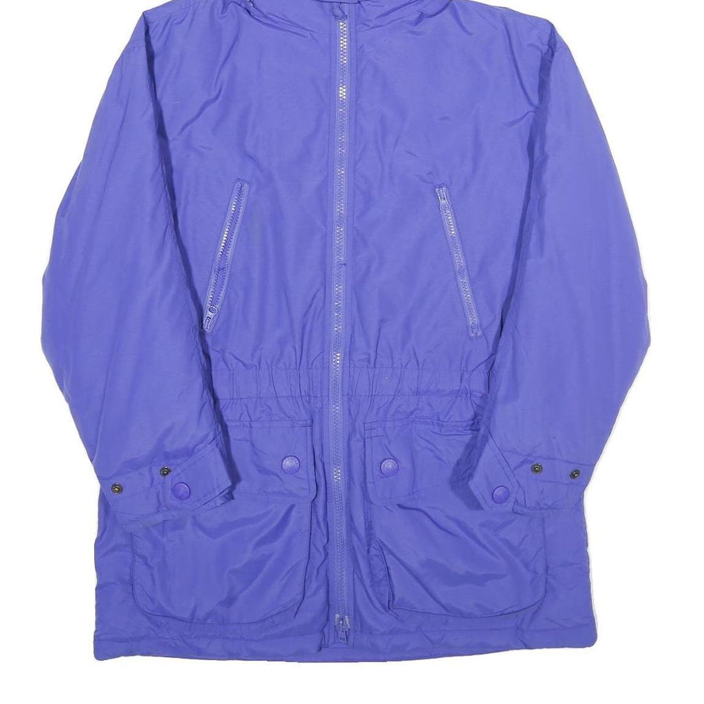 EDDIE BAUER Womens Blue Nylon Hooded Jacket S Zip Outdoor Lightweight Overcoat