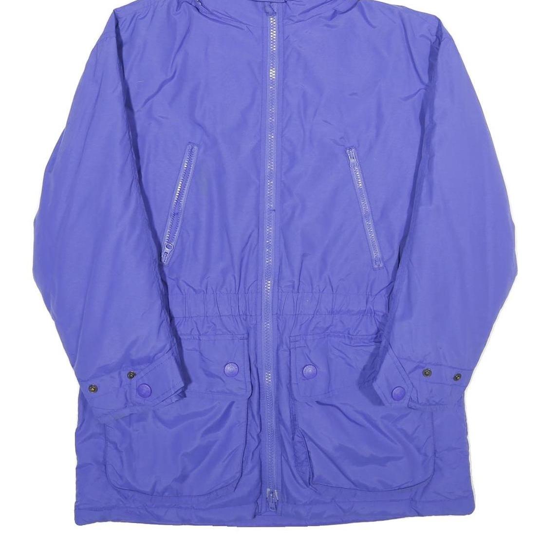 EDDIE BAUER Womens Blue Nylon Hooded Jacket S Zip Outdoor Lightweight Overcoat