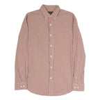 TIMBERLAND Mens Brown & White Checked Shirt L Cotton Blend Button-Down Pocket