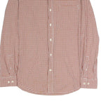 TIMBERLAND Mens Brown & White Checked Shirt L Cotton Blend Button-Down Pocket