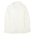 Womens White Cotton Blend Button Jacket L Plain Classic Spacious Pockets