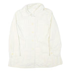 Womens White Cotton Blend Button Jacket L Plain Classic Spacious Pockets