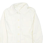 Womens White Cotton Blend Button Jacket L Plain Classic Spacious Pockets