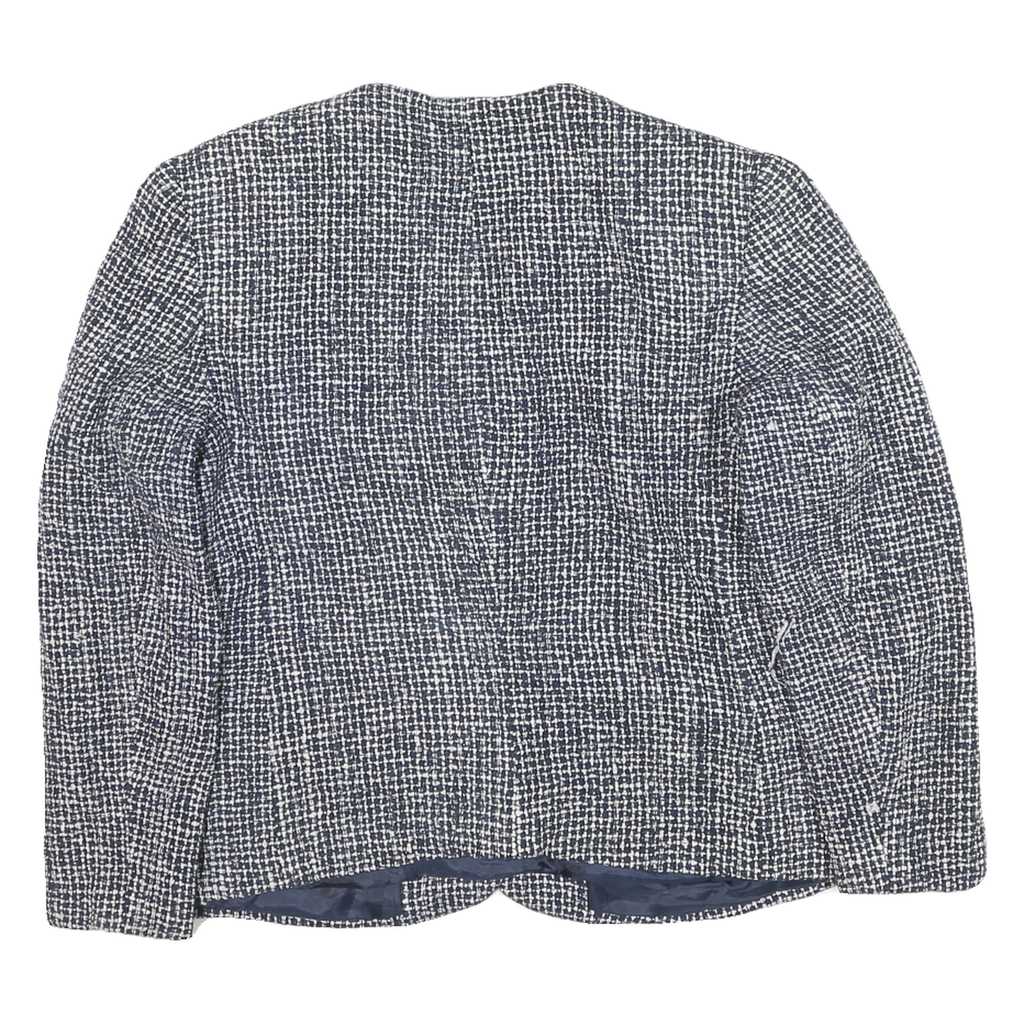 KORET Womens Navy Blue & White Classic Button Jacket M Cotton Blend Tweed