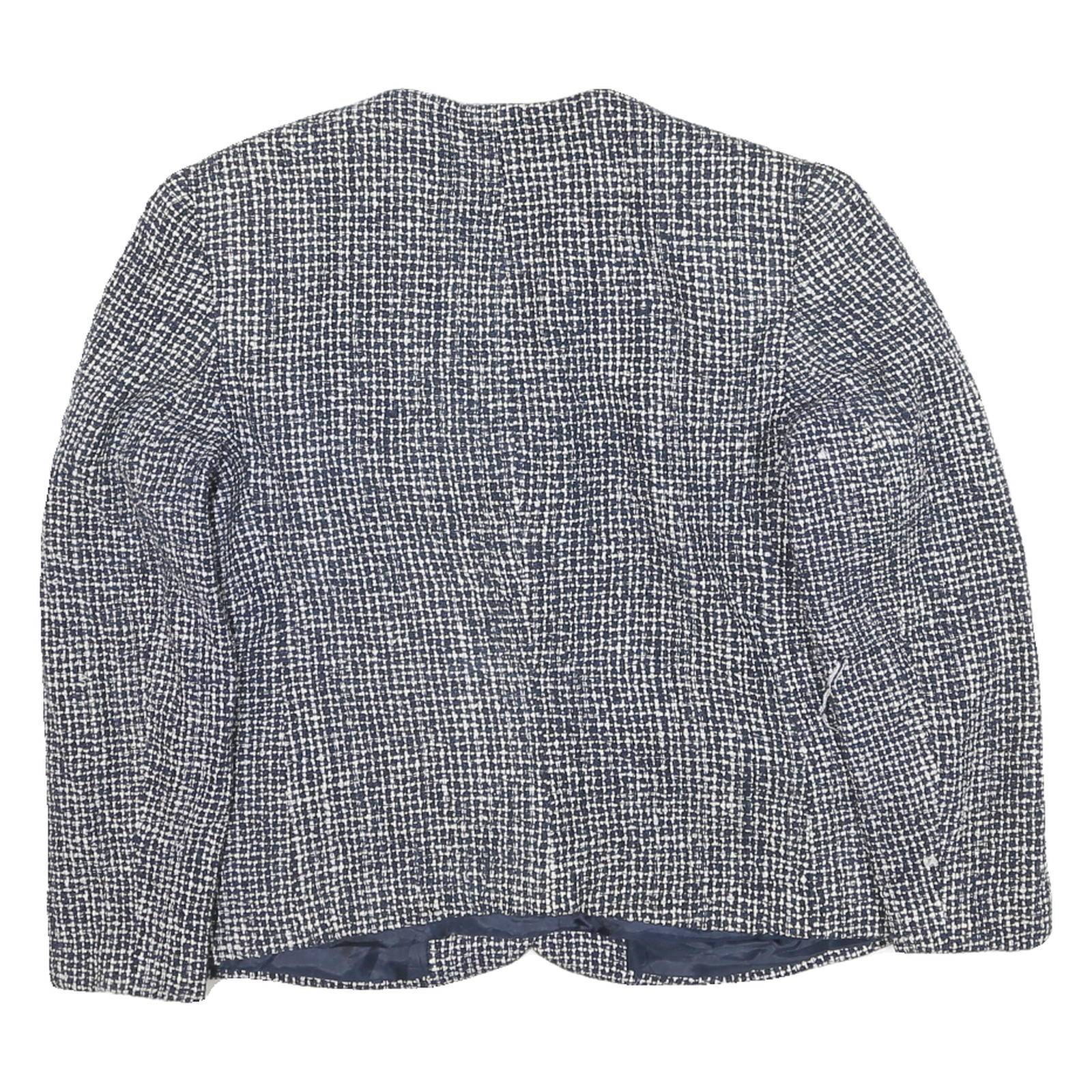 KORET Womens Navy Blue & White Classic Button Jacket M Cotton Blend Tweed