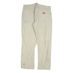 DICKIES Mens Regular Fit Beige Jeans Cotton Blend Zip W38 L32 Workwear Trousers