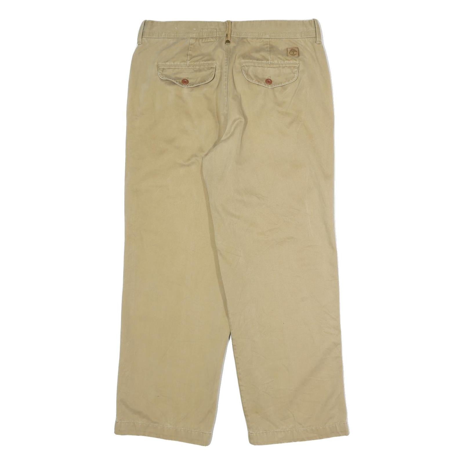 TIMBERLAND Mens Cotton Beige Classic Straight Trousers W34 L29 Casual Outdoor