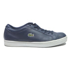 LACOSTE Lerond Mens Leather Low Top Trainers Navy UK 7.5 Classic Casual Footwear