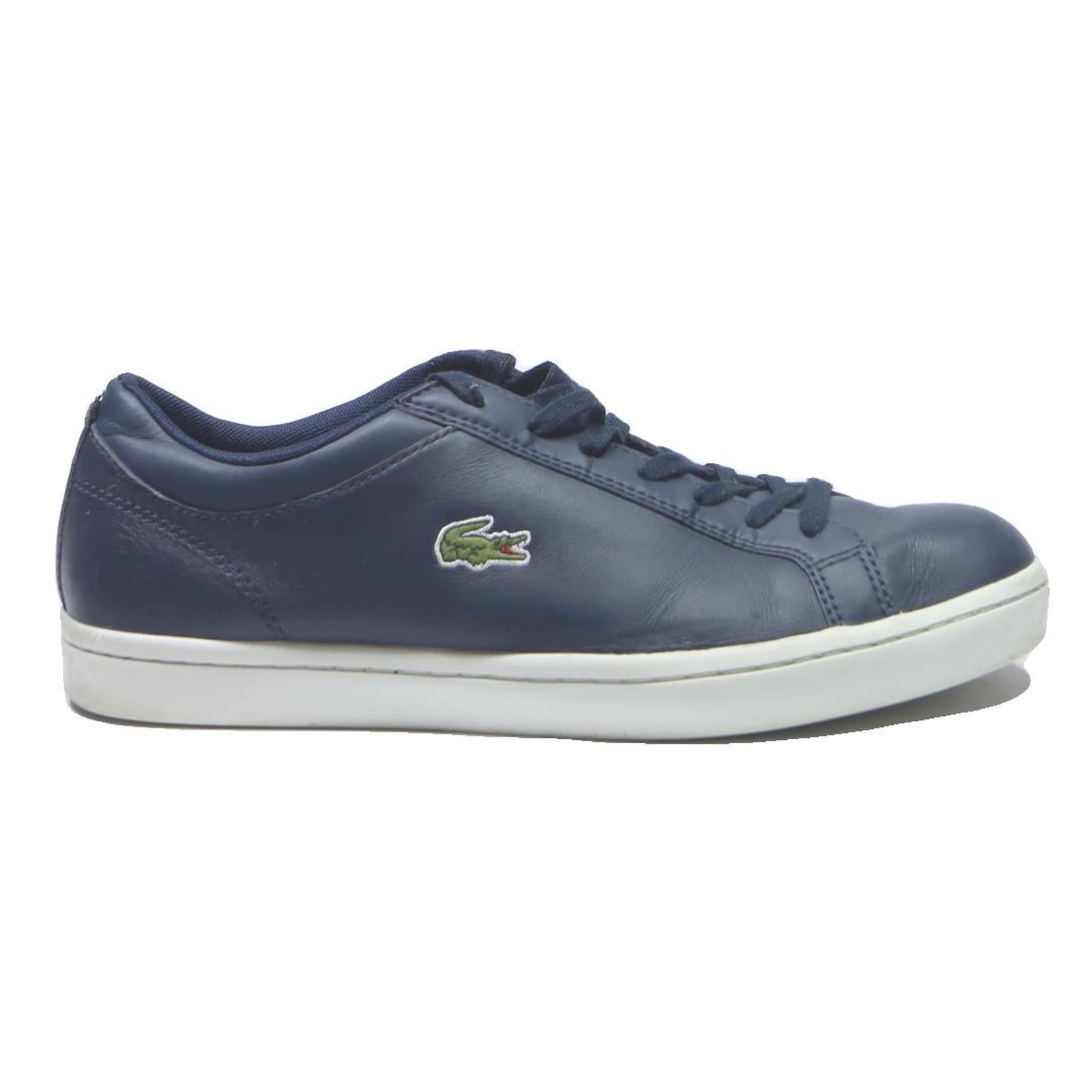 LACOSTE Lerond Mens Leather Low Top Trainers Navy UK 7.5 Classic Casual Footwear