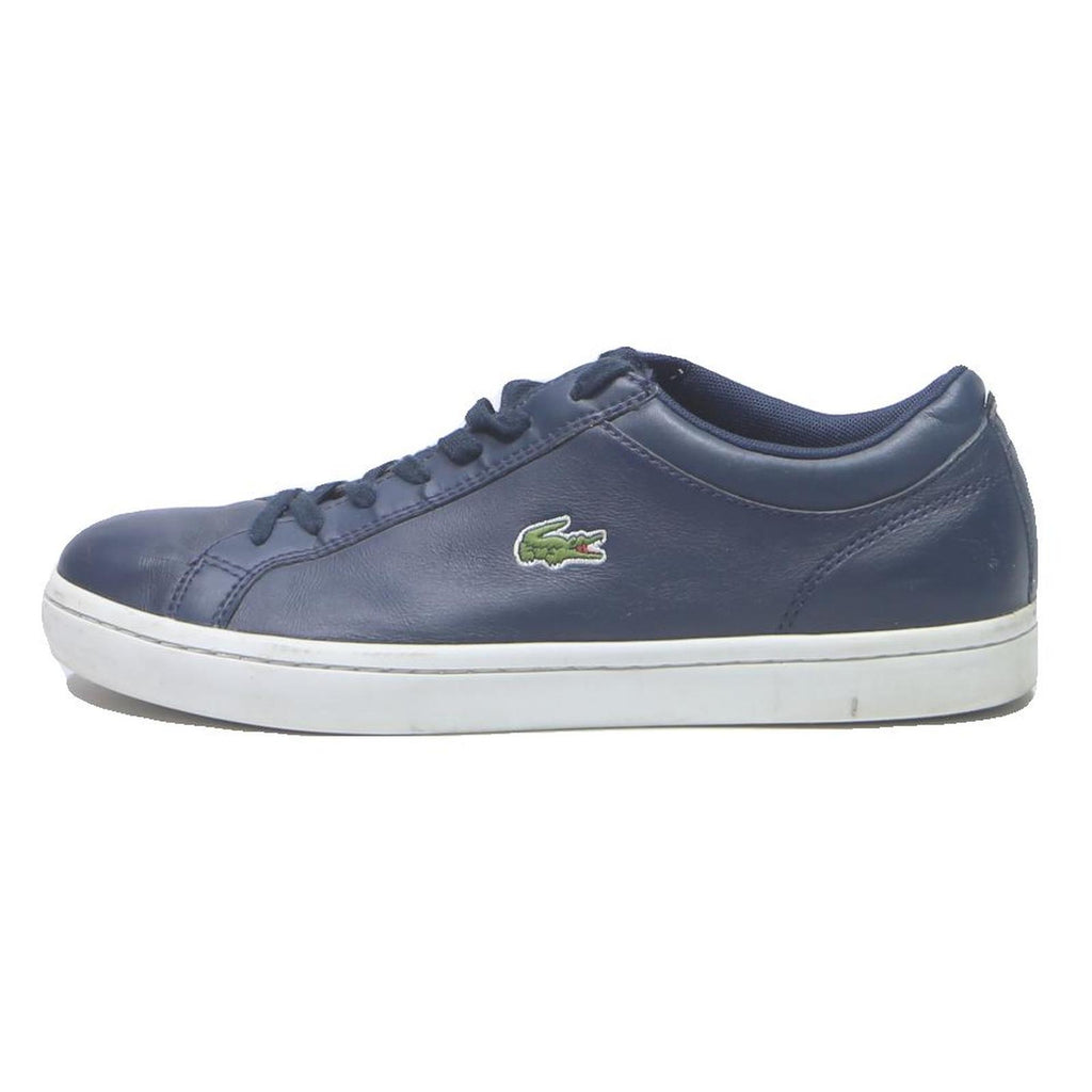 LACOSTE Lerond Mens Leather Low Top Trainers Navy UK 7.5 Classic Casual Footwear