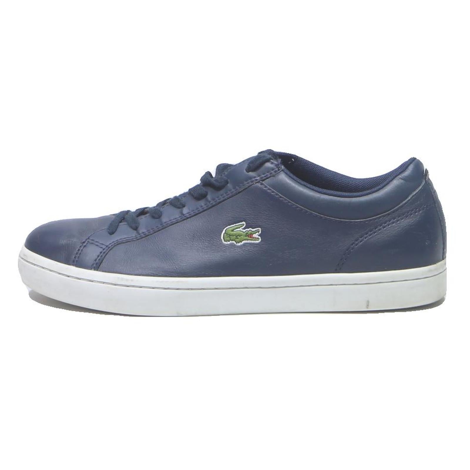 LACOSTE Lerond Mens Leather Low Top Trainers Navy UK 7.5 Classic Casual Footwear