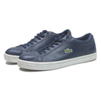 LACOSTE Lerond Mens Leather Low Top Trainers Navy UK 7.5 Classic Casual Footwear