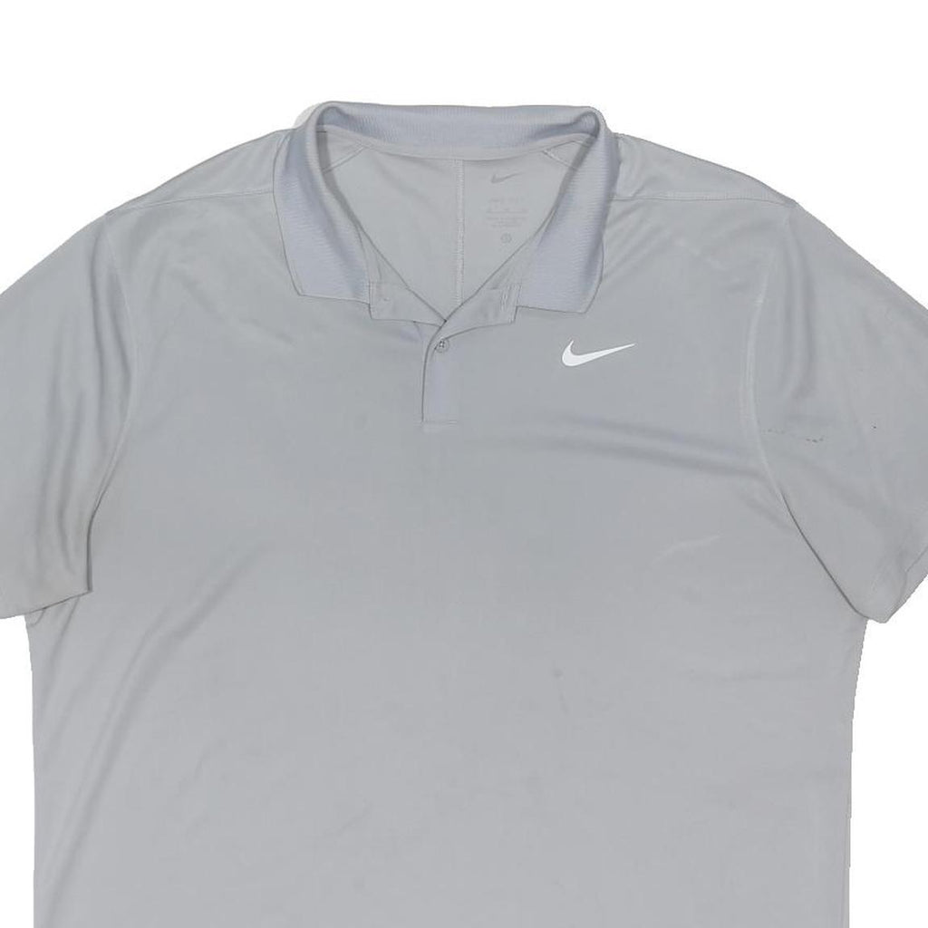 NIKE Mens Grey Short Sleeve Plain XL Polo Shirt Sports Casual Fitness Top