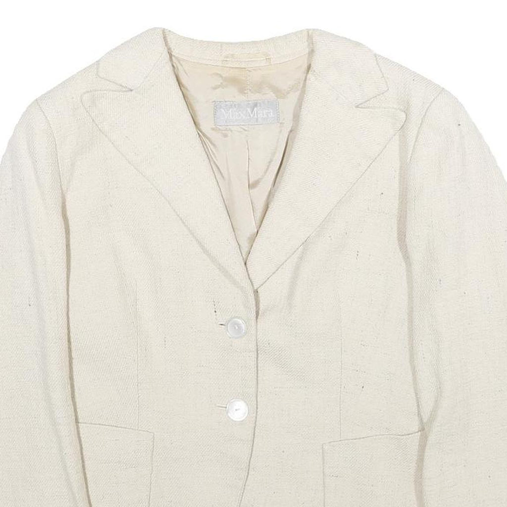 MAX MARA Womens Cream Jacket Cotton Blend UK 16 Button Closure Tailored Fit
