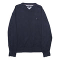 TOMMY HILFIGER Mens Navy Plain Cotton Crew Neck Basic Knit Jumper L