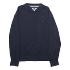 TOMMY HILFIGER Mens Navy Plain Cotton Crew Neck Basic Knit Jumper L