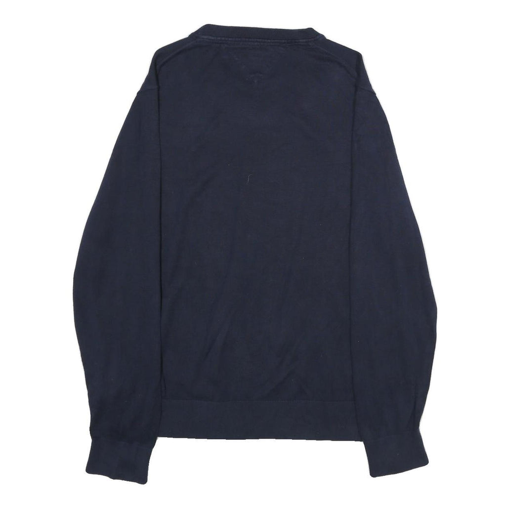 TOMMY HILFIGER Mens Navy Plain Cotton Crew Neck Basic Knit Jumper L