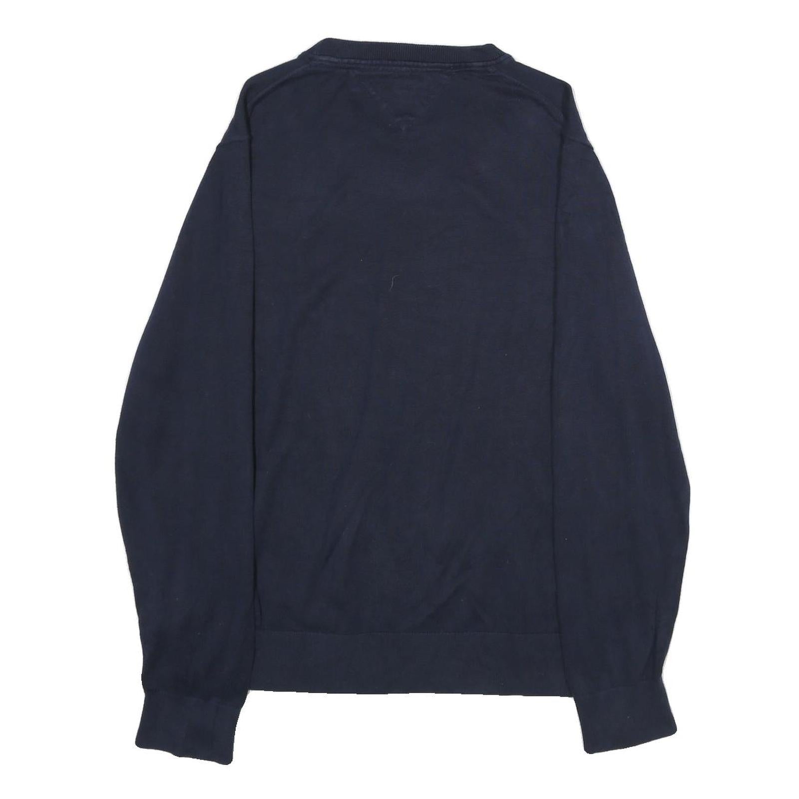 TOMMY HILFIGER Mens Navy Plain Cotton Crew Neck Basic Knit Jumper L