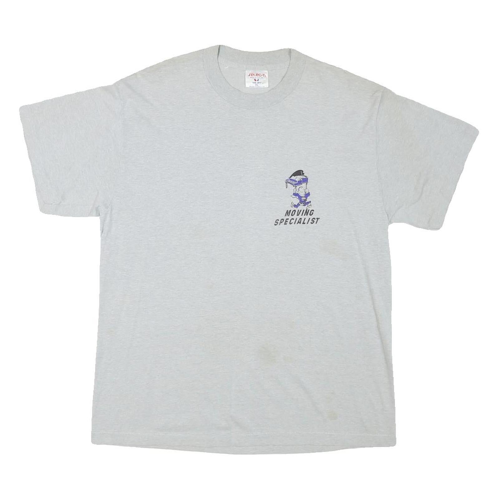 SELECT Mens Grey Graphic T-Shirt XL Short Sleeve Crew Neck Moving Specialist