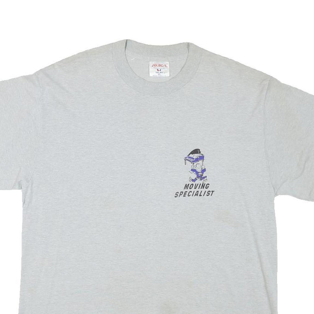 SELECT Mens Grey Graphic T-Shirt XL Short Sleeve Crew Neck Moving Specialist