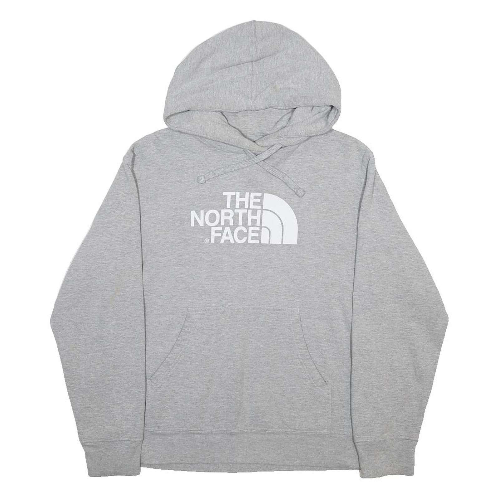 THE NORTH FACE Mens Grey Hoodie M Cotton Blend Pullover Casual Logo Sweatshirt