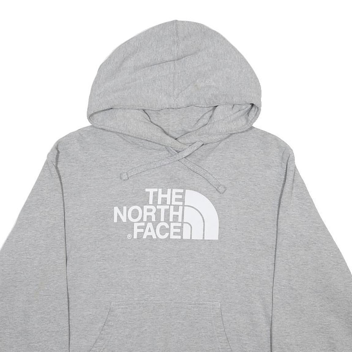 THE NORTH FACE Mens Grey Hoodie M Cotton Blend Pullover Casual Logo Sweatshirt