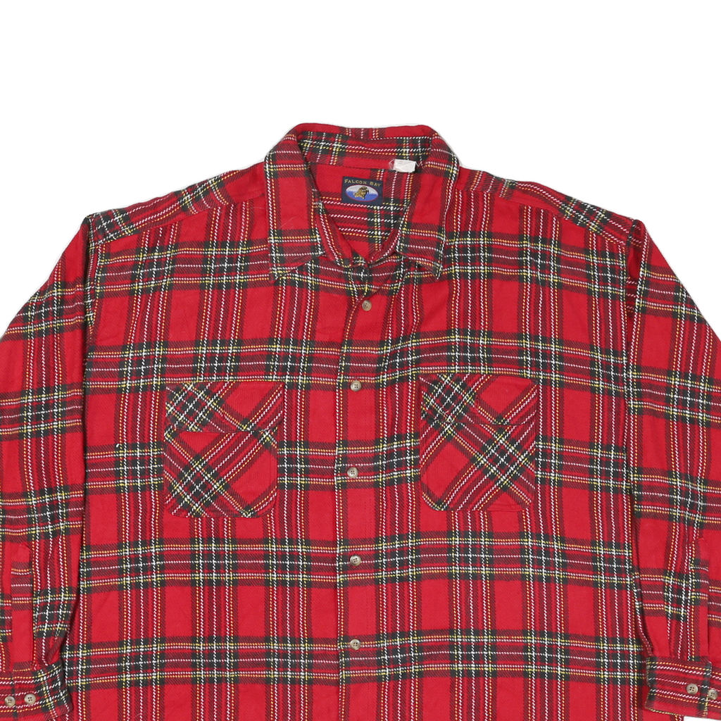 FALCON BAY Mens Red Check Shirt XL Button Front Casual Outdoors