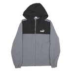 PUMA Mens Black & Grey Hooded Zip Jacket M Polyester Sportswear Casual Outerwear