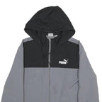 PUMA Mens Black & Grey Hooded Zip Jacket M Polyester Sportswear Casual Outerwear