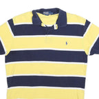 POLO RALPH LAUREN Mens Yellow & Navy Striped Short Sleeve Polo Shirt M Classic