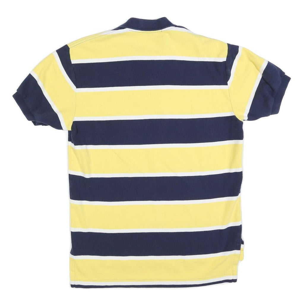 POLO RALPH LAUREN Mens Yellow & Navy Striped Short Sleeve Polo Shirt M Classic