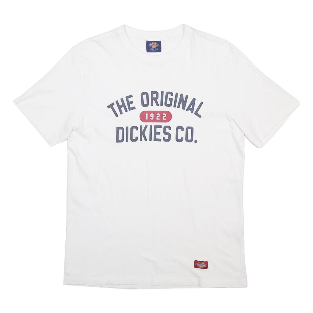 DICKIES Mens White Cotton Blend Graphic T-Shirt L Short Sleeve Crew Neck