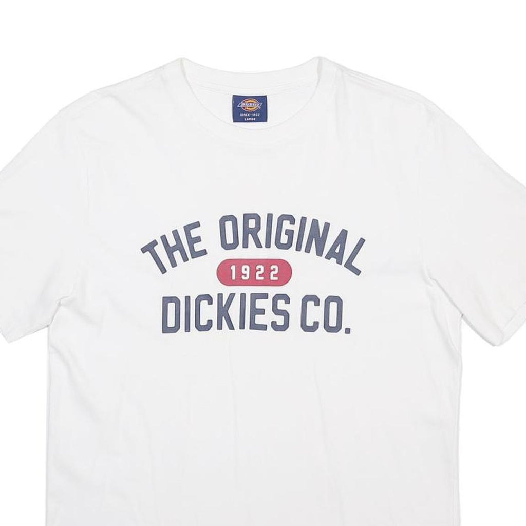 DICKIES Mens White Cotton Blend Graphic T-Shirt L Short Sleeve Crew Neck