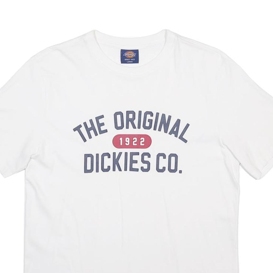 DICKIES Mens White Cotton Blend Graphic T-Shirt L Short Sleeve Crew Neck