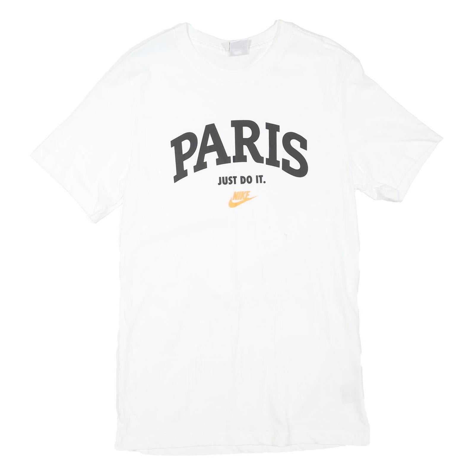 NIKE Mens White Paris Graphic T-Shirt S Short Sleeve Crew Neck Just Do It
