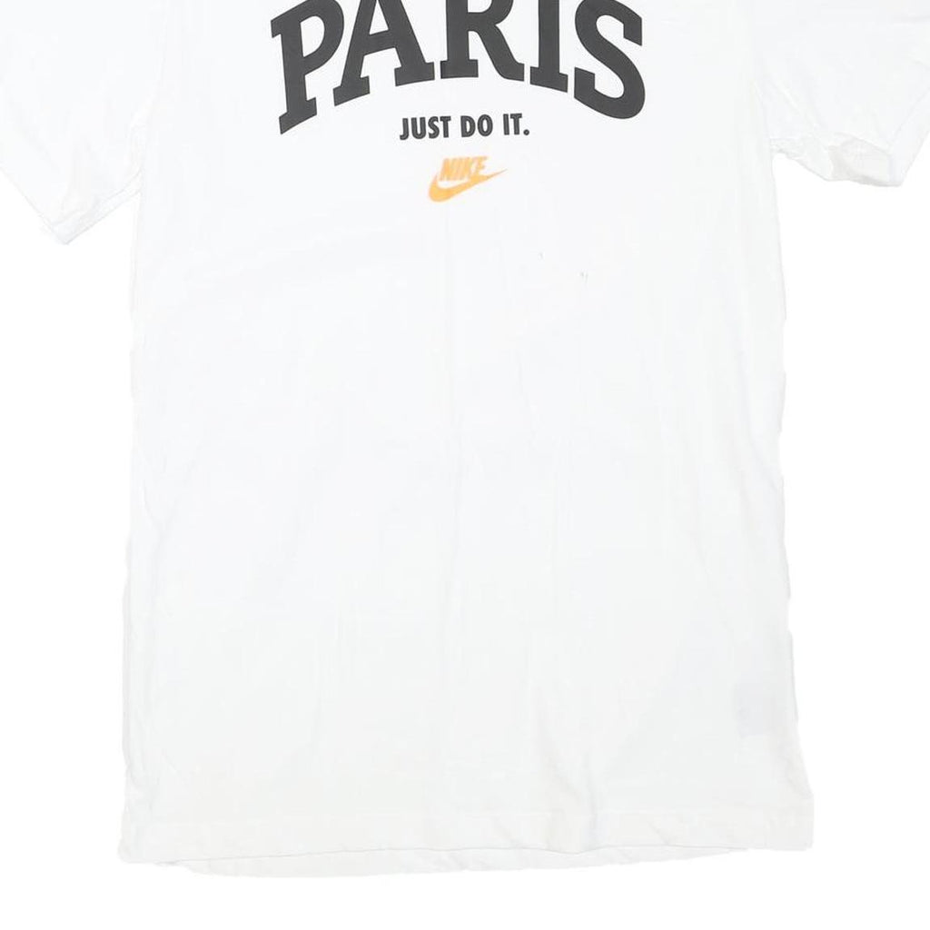 NIKE Mens White Paris Graphic T-Shirt S Short Sleeve Crew Neck Just Do It
